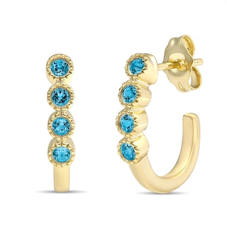 Birthstone Half Hoop Earrings (4 Stones)