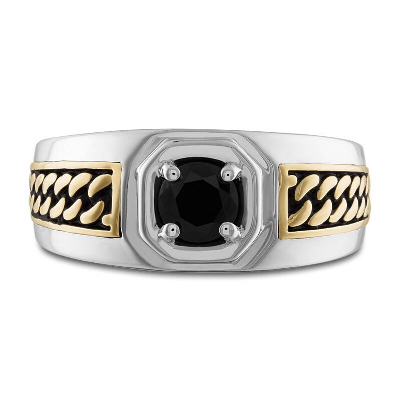 Main Image 3 of 1933 by Esquire Men's Natural Black Spinel Ring Sterling Silver/14K Yellow Gold