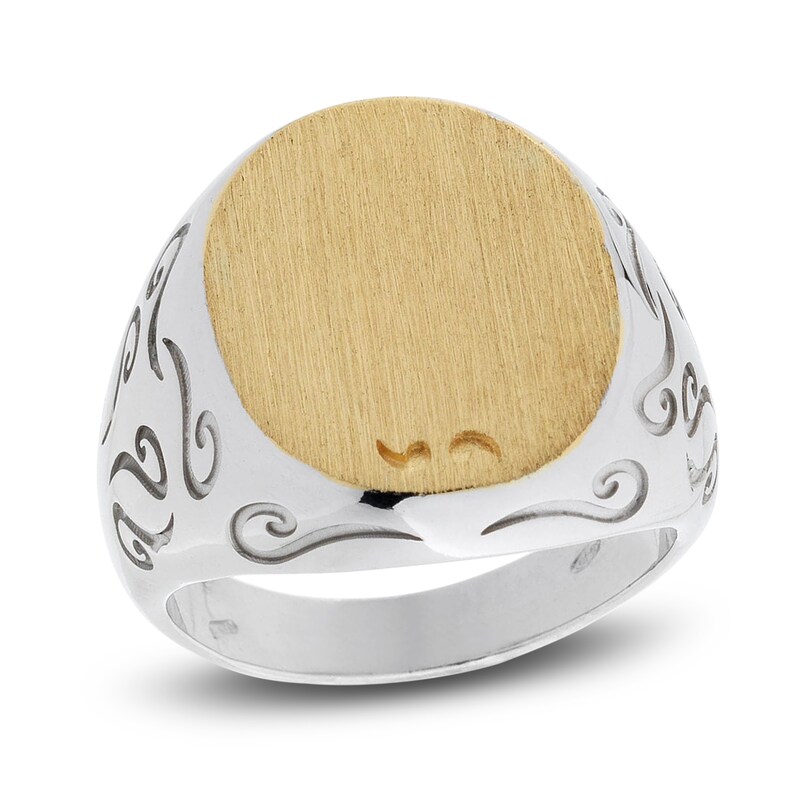 Marco Dal Maso Men's Ara Signet Ring Sterling Silver/18K Yellow Gold