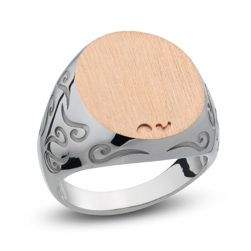 Marco Dal Maso Men's Ara Signet Ring Sterling Silver/18K Ring Rose Gold