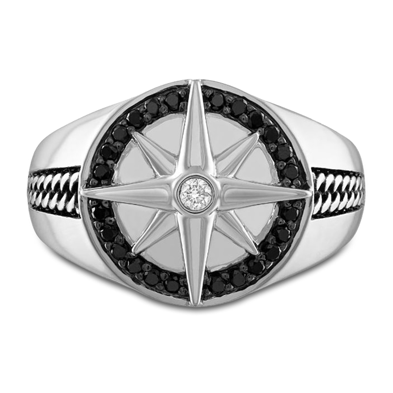 Main Image 3 of 1933 by Esquire Men's Diamond Compass Ring 1/3 ct tw Round Sterling Silver