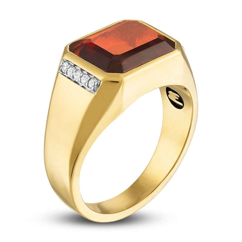 Main Image 2 of 1933 by Esquire Men's Natural Garnet Ring 1/10 ct tw Diamonds 14K Yellow Gold-Plated Sterling Silver