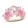 Thumbnail Image 1 of Pink Freshwater Cultured Pearl & Natural Pink Sapphire Ring 1/8 ct tw Diamonds 14K Rose Gold