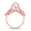 Thumbnail Image 3 of Pink Freshwater Cultured Pearl & Natural Pink Sapphire Ring 1/8 ct tw Diamonds 14K Rose Gold