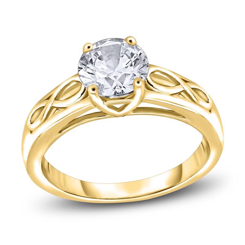 Main Image 1 of Diamond Solitaire Infinity Engagement Ring 1 ct tw Round 14K Yellow Gold (I2/I)
