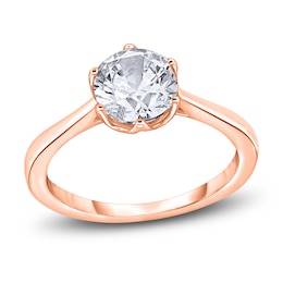 Diamond Cathedral Solitaire Engagement Ring 2 ct tw Round 14K Rose Gold (I2/I)