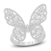 Thumbnail Image 1 of Diamond Butterfly Ring 3/4 ct tw Baguette/Round 14K White Gold