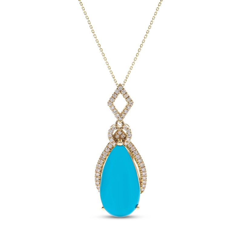 Natural Turquoise Necklace 1/6 ct tw Diamonds 14K Yellow Gold | Jared