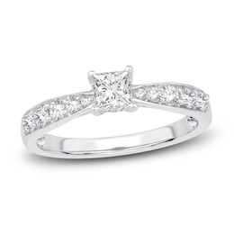 Diamond Engagement Ring 3/4 ct tw Princess/Round 14K White Gold