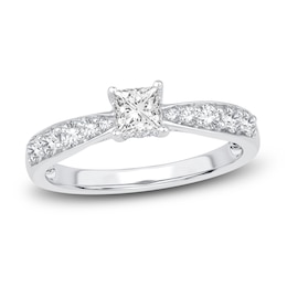 Rosa Del Amor' Princess Cut White Gold Engagement Ring