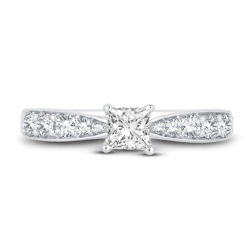 Main Image 3 of Diamond Engagement Ring 3/4 ct tw Princess/Round 14K White Gold