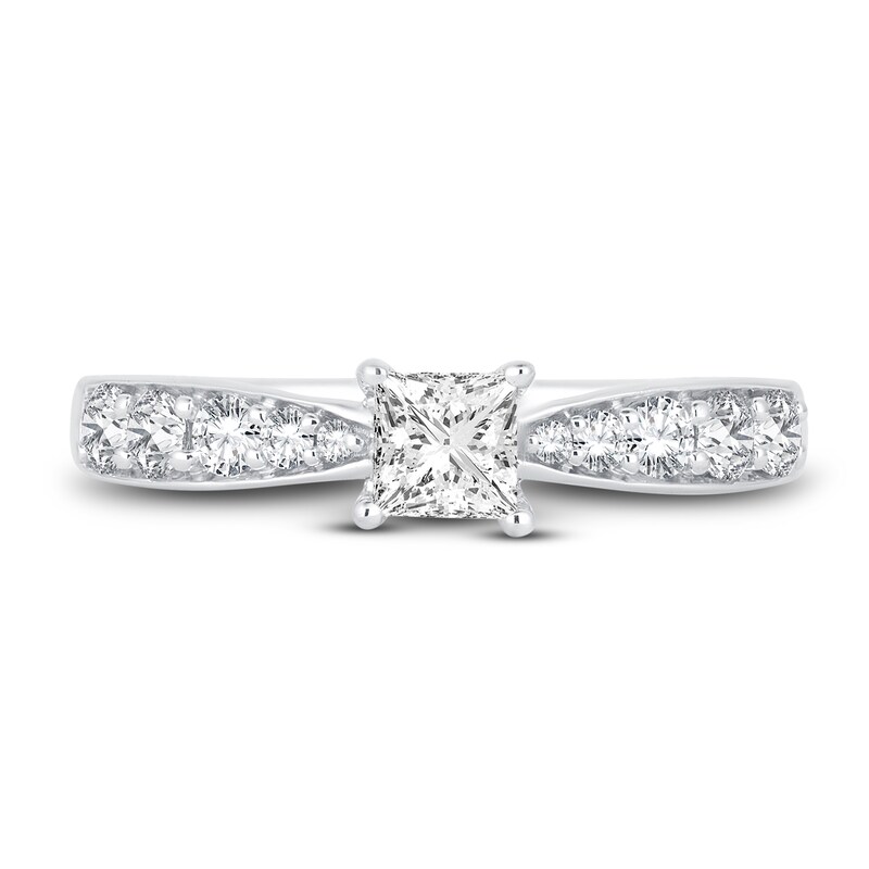 Diamond Engagement Ring 3/4 ct tw Princess/Round 14K White Gold