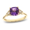 Thumbnail Image 1 of Natural Amethyst Ring 1/20ct tw Diamonds 10K Yellow Gold