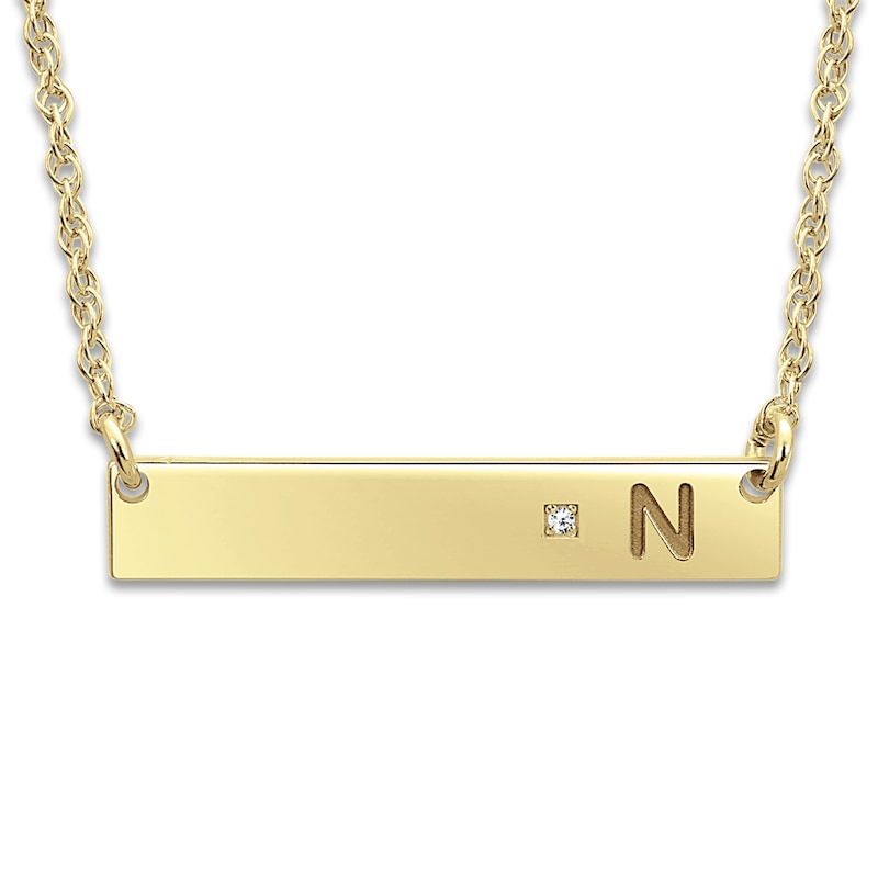 Main Image 1 of Bar Necklace Diamond Accent 10K Yellow Gold 18"