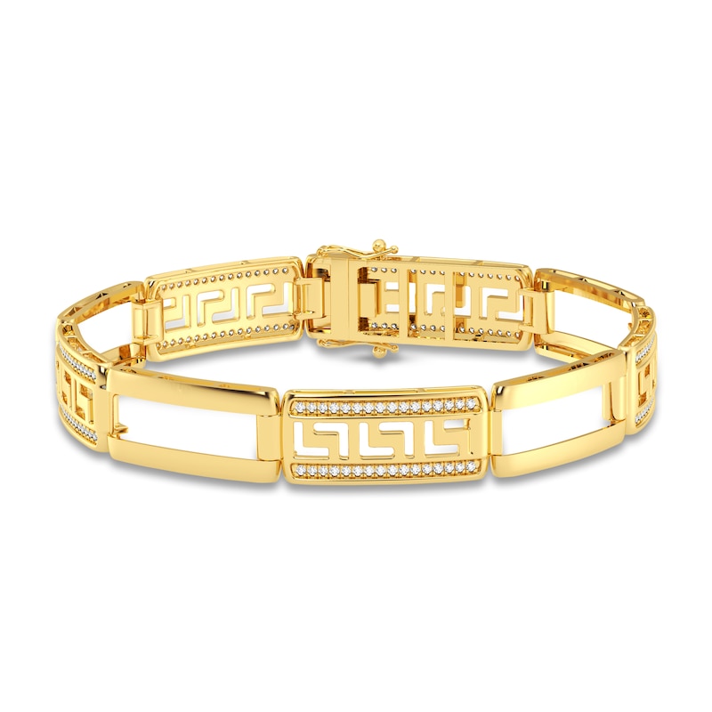 Main Image 1 of Men's Diamond Bracelet 1 ct tw Round 14K Yellow Gold 8.5"
