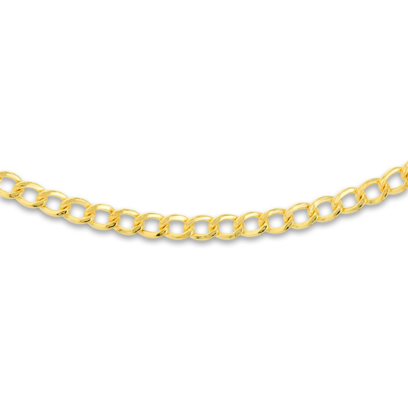 Main Image 2 of Semi-Solid Curb Chain Choker 14K Yellow Gold 12" Adj.