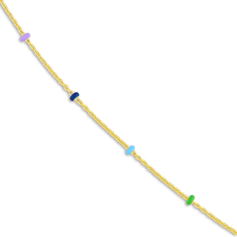 Main Image 2 of Solid Circle Station Necklace Multi-Colored Enamel 14K Yellow Gold 18"