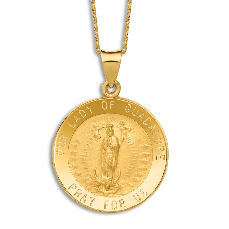 Our Lady of Guadalupe Religious Medal Pendant Necklace 14K Yellow Gold 18"