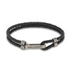 Marco Dal Maso Men's Black Leather Bracelet Sterling Silver 8"