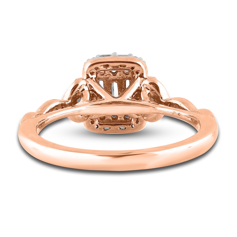 Main Image 3 of Diamond Engagement Ring 3/8 ct tw Baguette/Round 14K Rose Gold