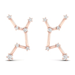 Diamond Virgo Constellation Earrings 1/8 ct tw Round 14K Rose Gold