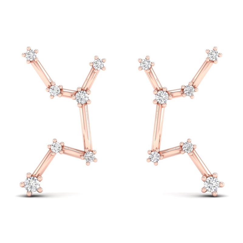 Main Image 1 of Diamond Virgo Constellation Earrings 1/8 ct tw Round 14K Rose Gold