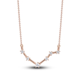 Diamond Libra Constellation Necklace 1/6 ct tw Round 14K Rose Gold