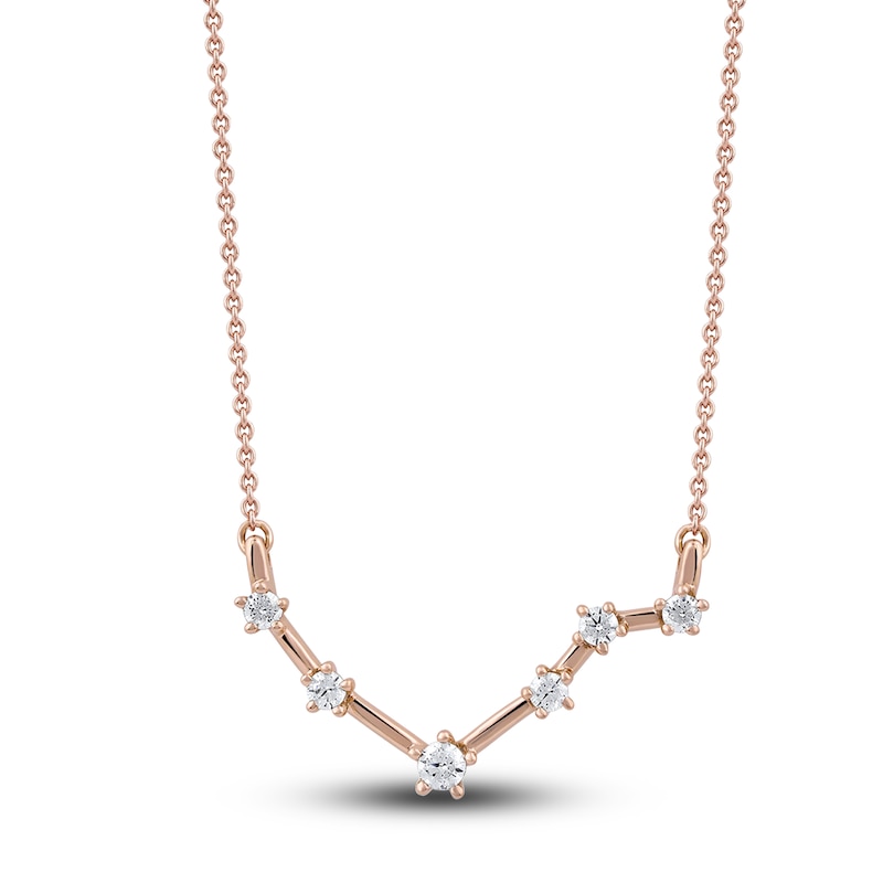 Main Image 1 of Diamond Libra Constellation Necklace 1/6 ct tw Round 14K Rose Gold