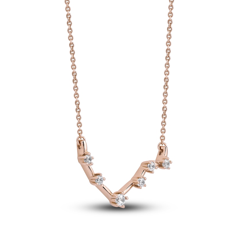 Main Image 2 of Diamond Libra Constellation Necklace 1/6 ct tw Round 14K Rose Gold