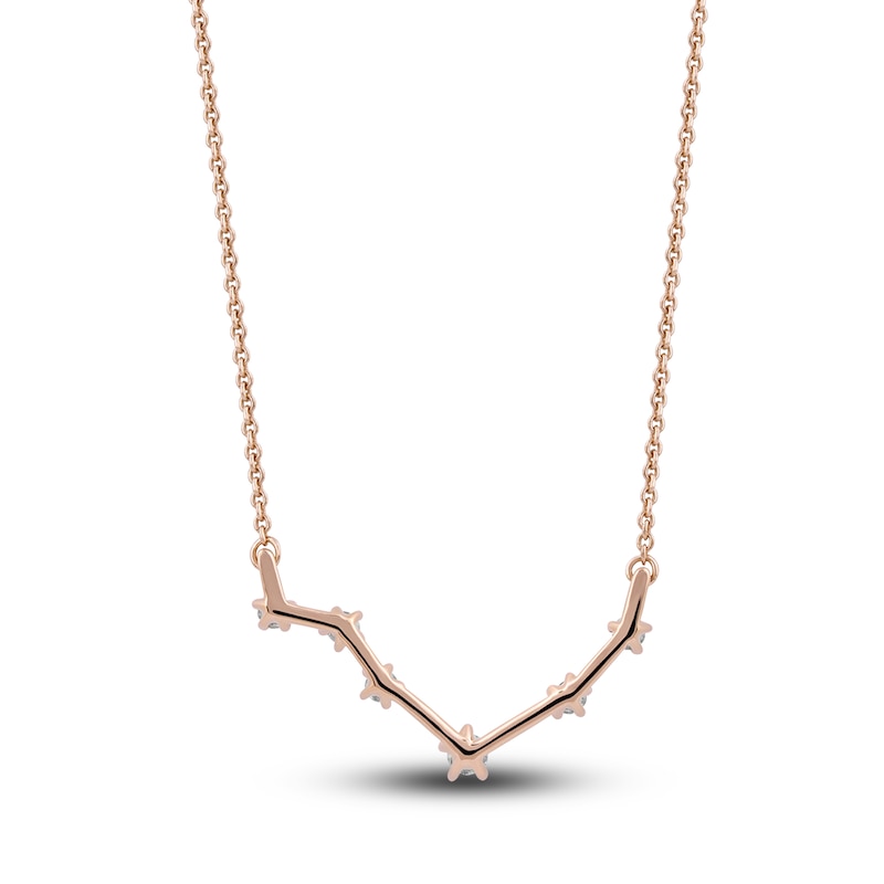 Main Image 3 of Diamond Libra Constellation Necklace 1/6 ct tw Round 14K Rose Gold