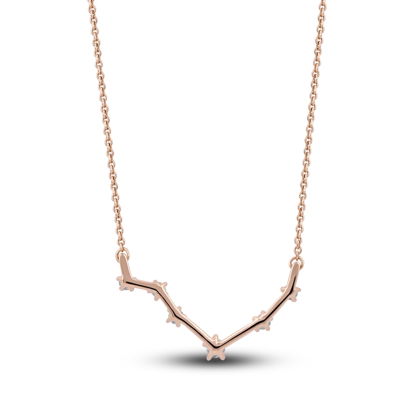 Diamond Libra Constellation Pendant Necklace 1/6 ct tw Round 14K Rose Gold