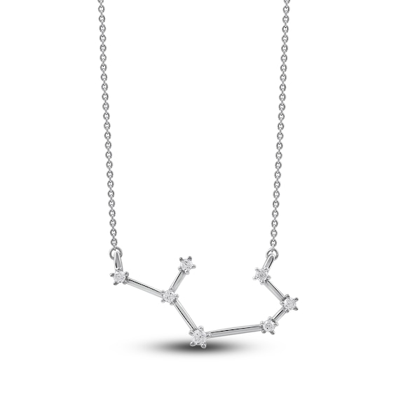 Diamond Sagittarius Constellation Necklace 1/6 ct tw Round 14K White Gold