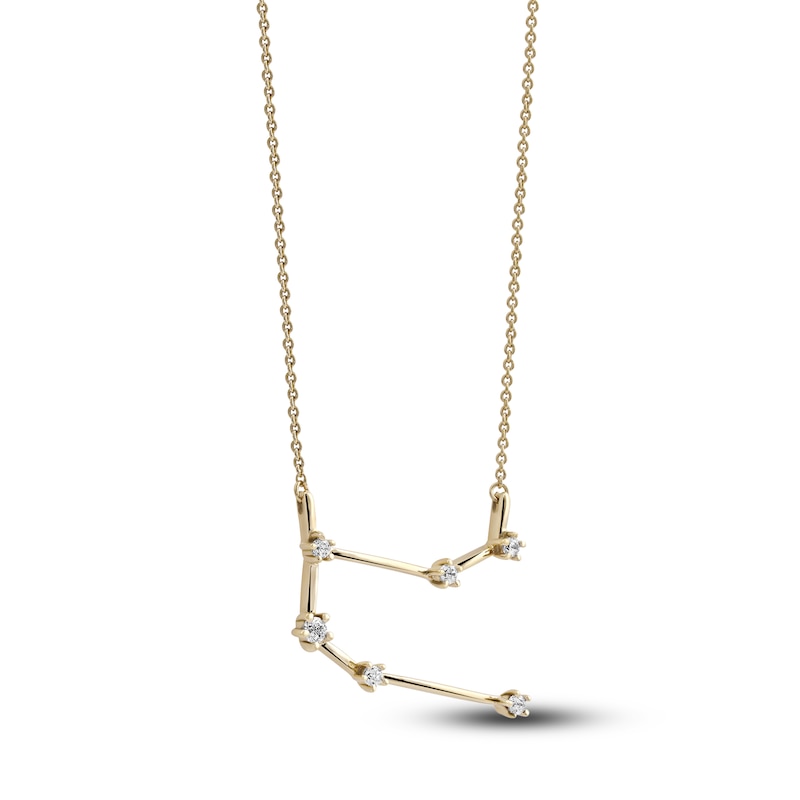 Main Image 2 of Diamond Gemini Constellation Necklace 1/6 ct tw Round 14K Yellow Gold