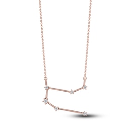 Diamond Gemini Constellation Necklace 1/6 ct tw Round 14K Rose Gold