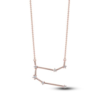 Diamond Gemini Constellation Necklace 1/6 ct tw Round 14K Rose
