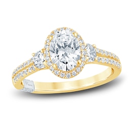 Pnina Tornai Lab-Grown Diamond Engagement Ring 1-1/2 ct tw Oval/Round 14K Yellow Gold
