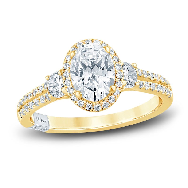 Main Image 1 of Pnina Tornai Lab-Grown Diamond Engagement Ring 1-1/2 ct tw Oval/Round 14K Yellow Gold
