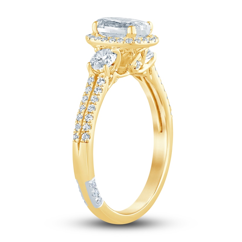 Pnina Tornai Lab-Created Diamond Engagement Ring 1-1/2 ct tw Oval/Round 14K Yellow Gold