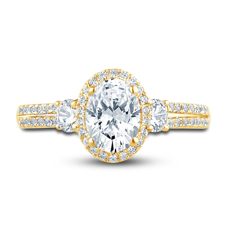 Pnina Tornai Lab-Created Diamond Engagement Ring 1-1/2 ct tw Oval/Round 14K Yellow Gold