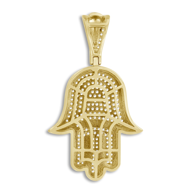 Main Image 3 of Men's Diamond Hamsa Hand Charm 1/2 ct tw Round 10K Yellow Gold