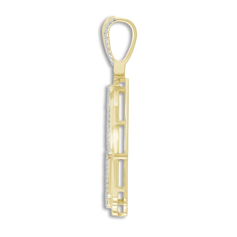 Main Image 4 of Men's Diamond Hamsa Hand Charm 1/2 ct tw Round 10K Yellow Gold