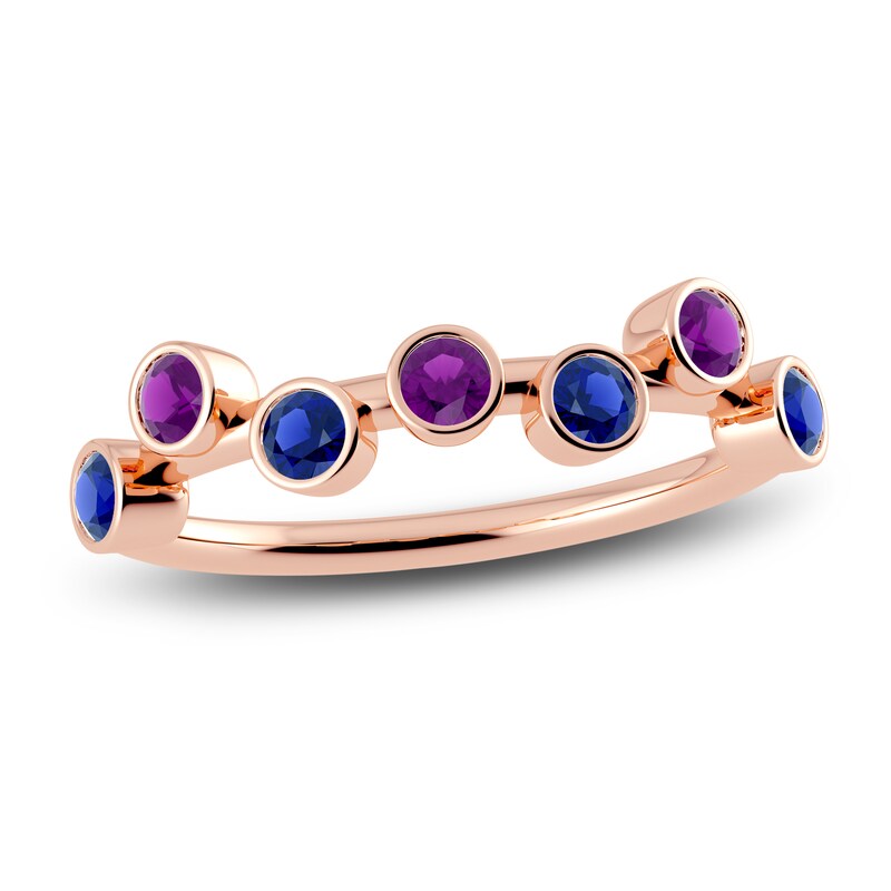 Main Image 1 of Juliette Maison Natural Amethyst & Natural Blue Sapphire Ring 10K Rose Gold