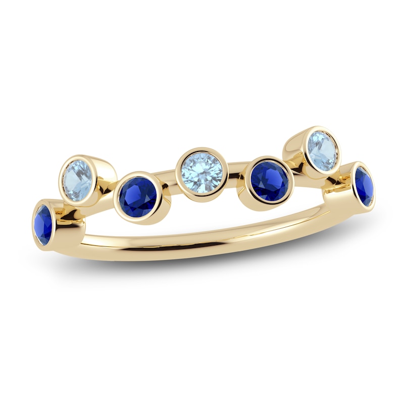 Main Image 1 of Juliette Maison Natural Aquamarine & Natural Blue Sapphire Ring 10K Yellow Gold