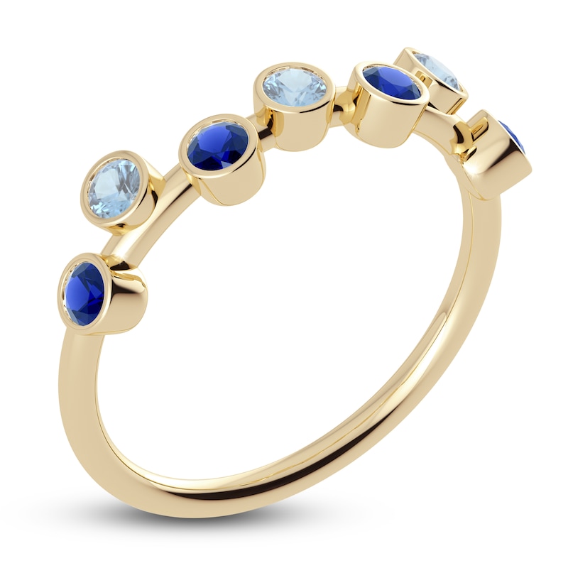 Main Image 2 of Juliette Maison Natural Aquamarine & Natural Blue Sapphire Ring 10K Yellow Gold