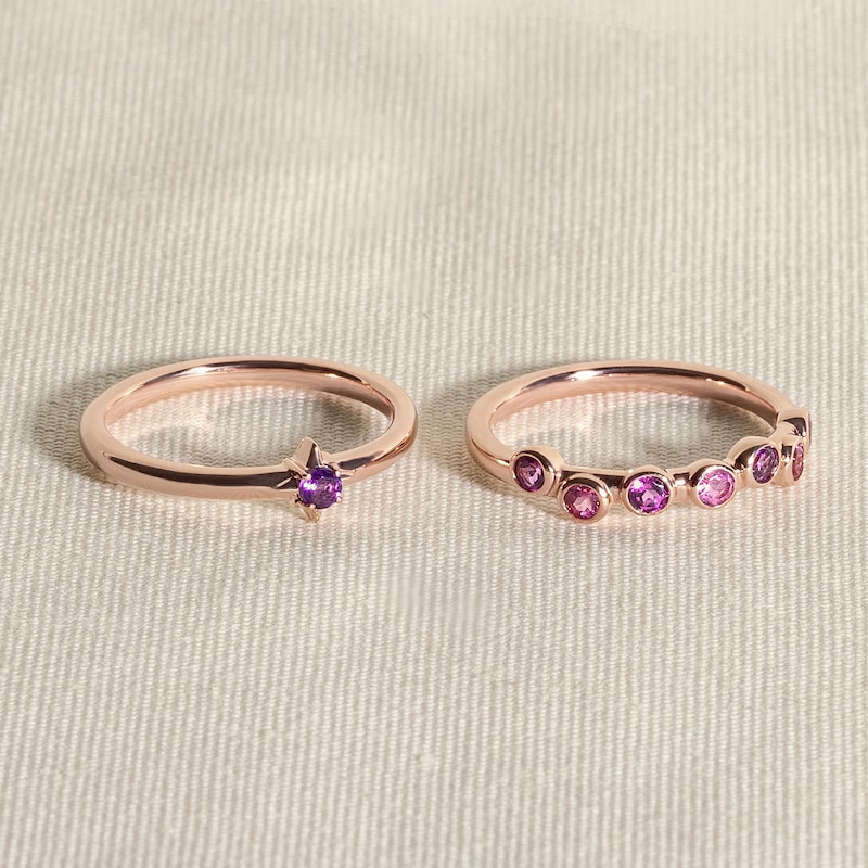 Main Image 4 of Juliette Maison Natural Aquamarine & Natural Blue Sapphire Ring 10K Yellow Gold