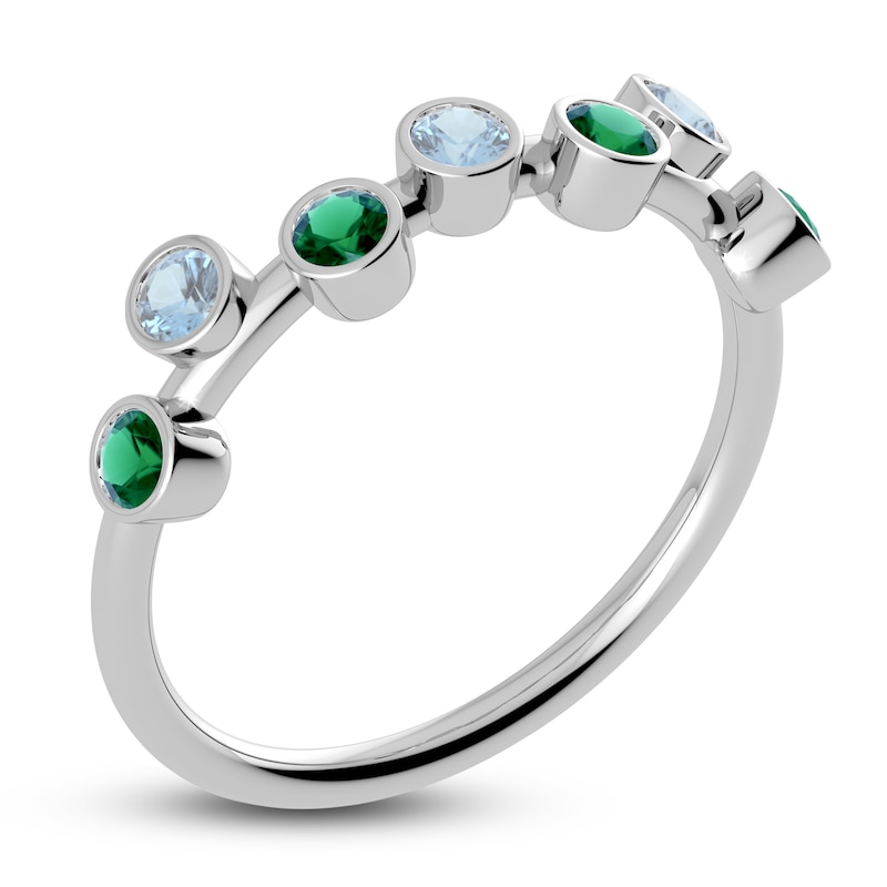 Main Image 2 of Juliette Maison Natural Aquamarine & Natural Emerald Ring 10K White Gold