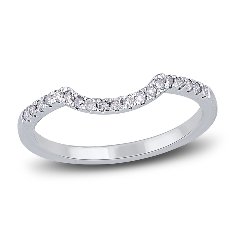 Main Image 1 of Diamond Contour Wedding Band 1/8 ct tw Round 14K White Gold