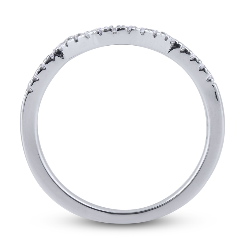 Main Image 2 of Diamond Contour Wedding Band 1/8 ct tw Round 14K White Gold