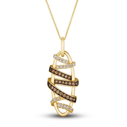 Le Vian Wrapped In Chocolate Diamond Necklace 5/8 ct tw Round 14K Honey Gold 19"