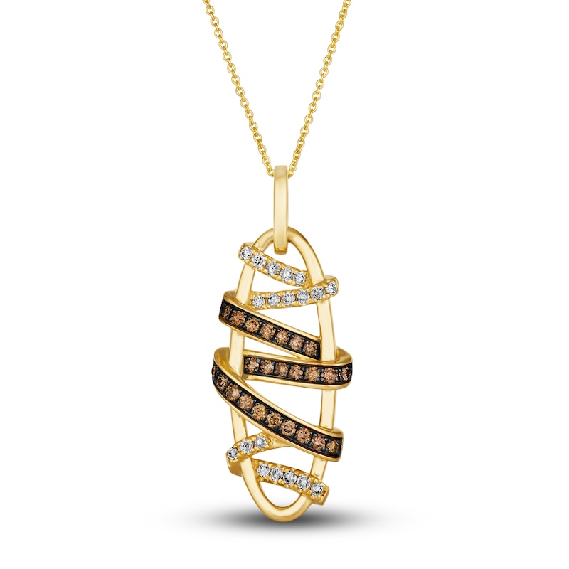 Main Image 1 of Le Vian Wrapped In Chocolate Diamond Necklace 5/8 ct tw Round 14K Honey Gold 19"